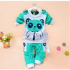 Kids Set Suit Baby Panda Cartoon Casual Long-sleeved Striped