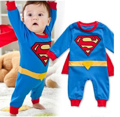 Baby Boy Romper Superman Long Sleeve with Smock